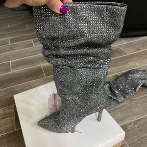 High heels sparkly boots